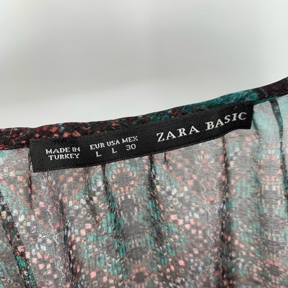 Zara‎ Basic Semi Sheer Peasant Boho Blouse Browns - Picture 6 of 8